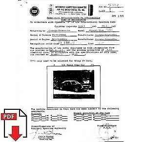 1970 Chrysler Plymouth 'Cuda 340 FIA homologation form PDF download